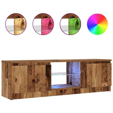 Mobile Porta TV con LED Legno Antico 120x30x36 cm Multistrato - Foto 1