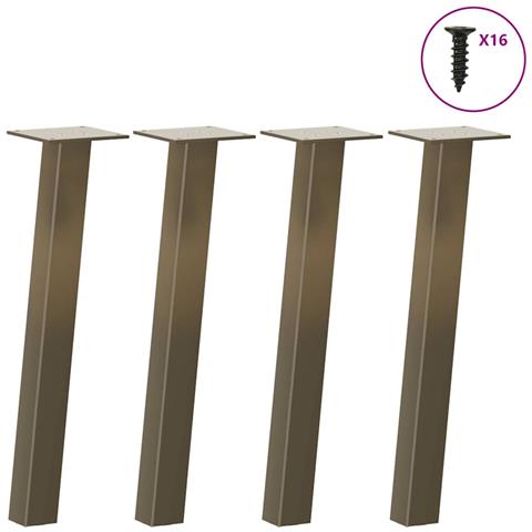 Gambe Per Tavolino 4 Pz Acciaio Naturale 42 Cm In Acciaio - Foto 1
