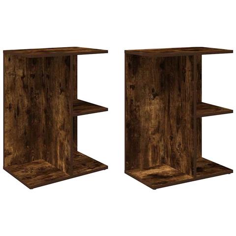 Comodini 2 Pz Rovere Fumo 46,5x29x61 Cm In Legno Multistrato - Foto 2