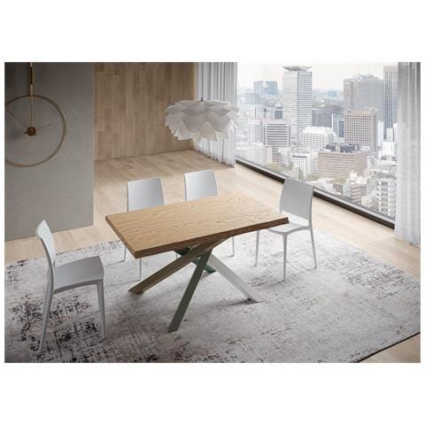 Tavolo Fisso 90x160 Cm Versalux Scortecciato Rovere Gambe 4/a - Foto 5