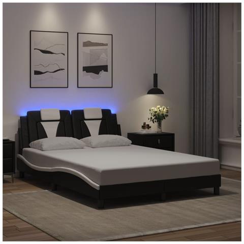 Lusso Casadino - Giroletto Viana Con Led Senza Materasso Nero E Bianco 140x200 Cm - Foto 8