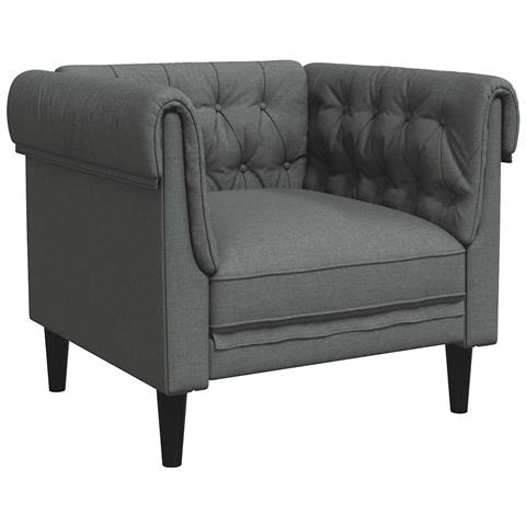 Poltrona Chesterfield Grigio Scuro In Tessuto - Foto 1
