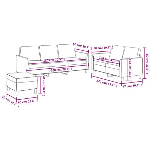 Set di Divani 3 pz con Cuscini Rosso Vino in Similpelle - Foto 9