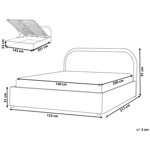 Letto Contenitore Ciniglia Quillien 140 X 200 Cm Azzurro - Foto 8
