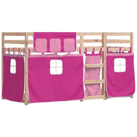 Letto a Castello senza Materasso Rosa 90x200 cm Legno di Pino - Foto 2