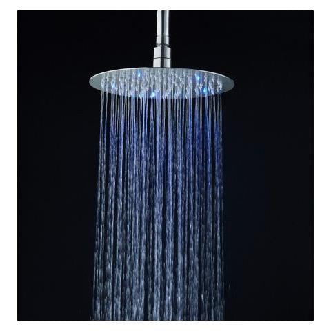 Soffione Doccia Ultraslim Tondo Con Led Cromoterapia Acciaio Inox D25 Cm Vegas - Satinato - Foto 2