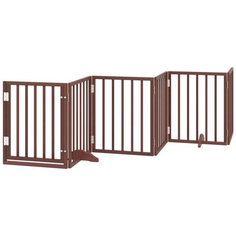 Cancello Cani Porta Pieghevole Marrone 6 Pannelli 300cm Pioppo - Foto 1