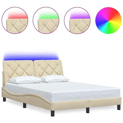 Giroletto con LED senza Materasso Crema 140x190 cm in Tessuto - Foto 1