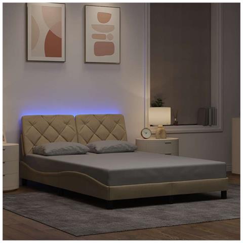 Giroletto con LED senza Materasso Crema 140x190 cm in Tessuto - Foto 2