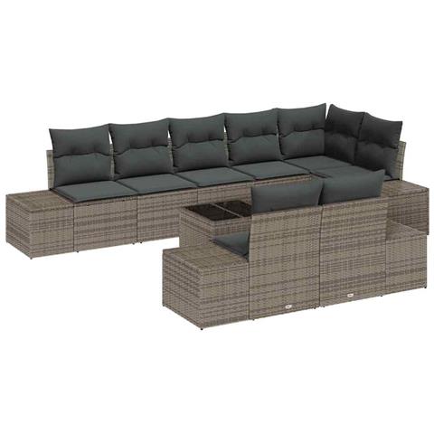 Set Divano da Giardino 9 pcs Grigio 319 x 154 x 85 cm - Foto 1