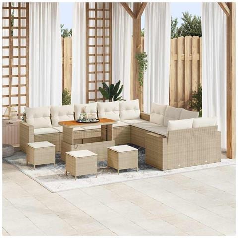 Set Divano da Giardino 14 pcs beige e panna 110 x 55 x 71 cm - Foto 2