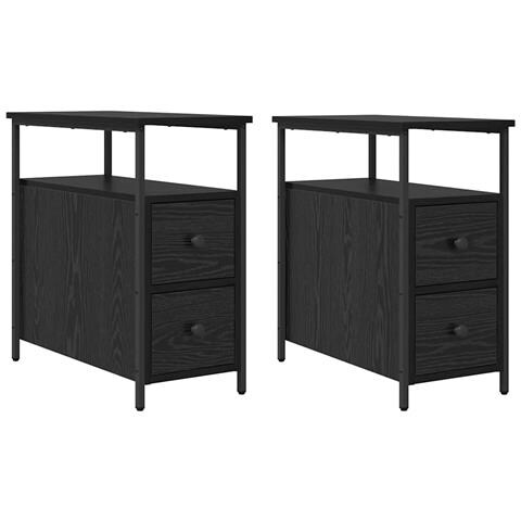 Armadio da Notte con cassetto 2 pcs Rovere nero 30 x 60 x 60 cm - Foto 1
