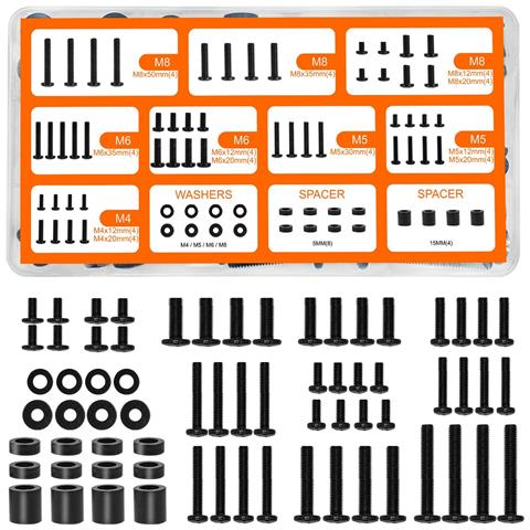 Kit Di Viti Per Montaggio A Parete Tv Da 68 Pezzi - Viti In Acciaio Al Carbonio M4 M5 M8 Per Installazione Staffa Tv - Foto 3