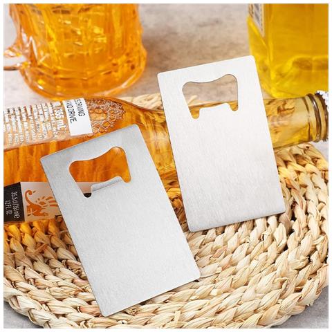 Set Di 6 Apribottiglie A Forma Di Carta Di Credito In Acciaio Inossidabile - Design Portatile A Forma Di Portafoglio Da Poker - Foto 2