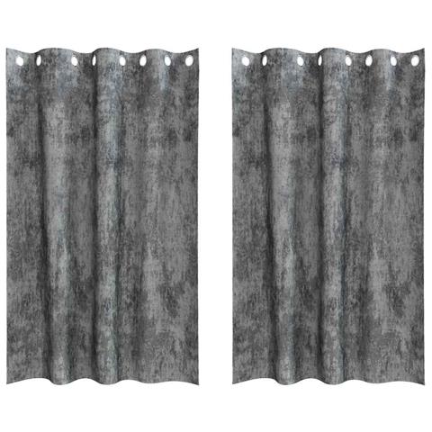 Tenda con tende 2 pcs Grigio 175 x 140 cm Velluto - Foto 1