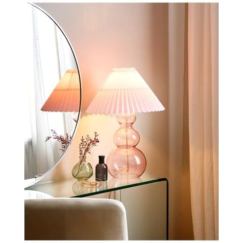 Lampada Da Tavolo Sengwa Vetro Rosa - Foto 1