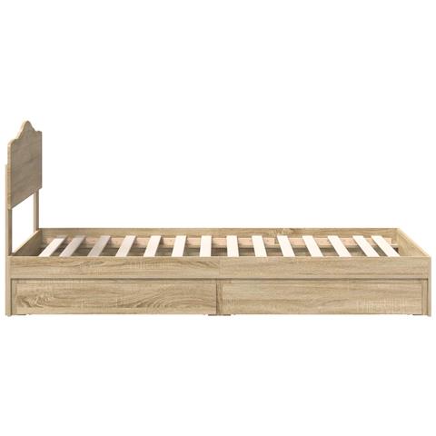 Letto con Contenitore con testiera Rovere Sonoma 90 x 200 cm - Foto 9