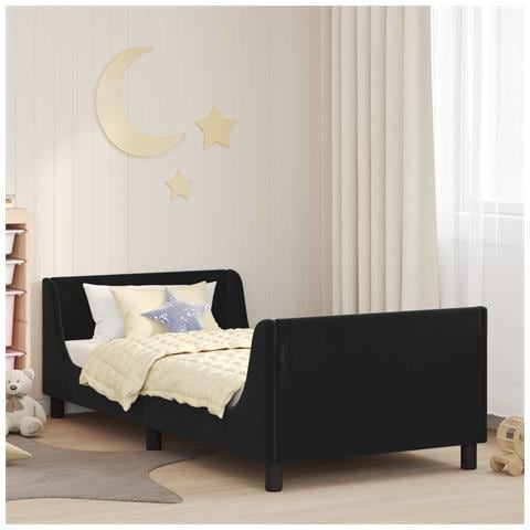 Struttura letto bambini con testata Nero 90 x 190 cm Velluto - Foto 2