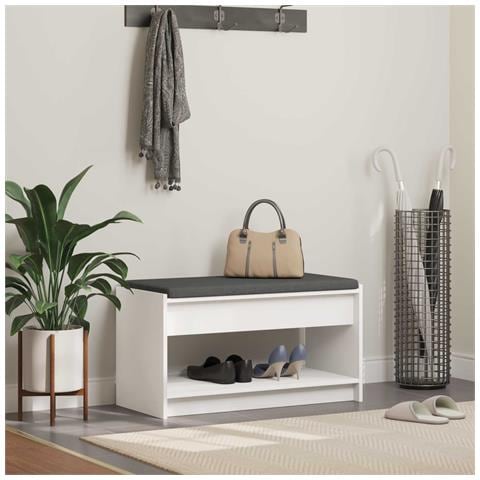 Panca per ingresso con cuscino Bianco 83 x 38 x 45 cm - Foto 2