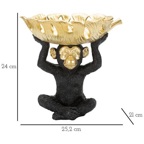 Scultura Scimmia Seduta Con Tasche In Resina Nera E Oro - Foto 7