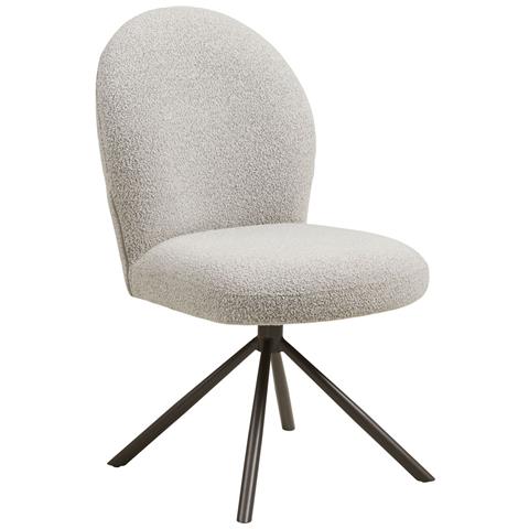 Lana - Sedia Da Pranzo Girevole In Bouclé Sabbia Con Gambe Grigie 50x63x91 Cm - Foto 1