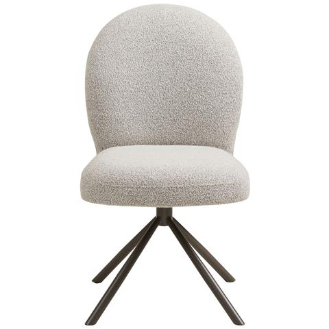 Lana - Sedia Da Pranzo Girevole In Bouclé Sabbia Con Gambe Grigie 50x63x91 Cm - Foto 2