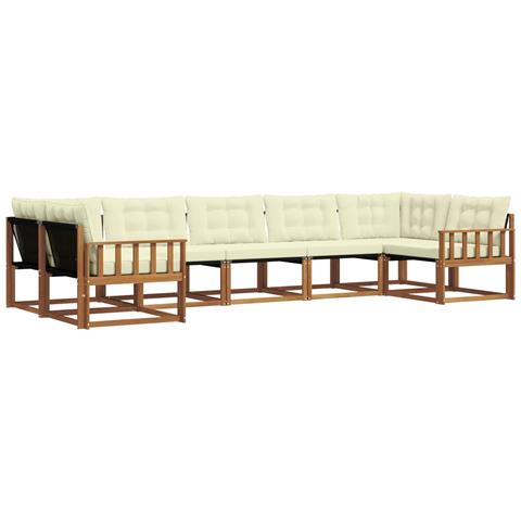 Set di divani da esterno con cuscino 7 pcs Naturale e Crema - Foto 1