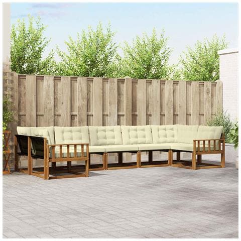 Set di divani da esterno con cuscino 7 pcs Naturale e Crema - Foto 2