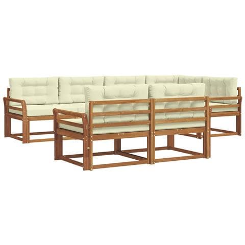 Set di divani da esterno con cuscino 7 pcs Naturale e Crema - Foto 1