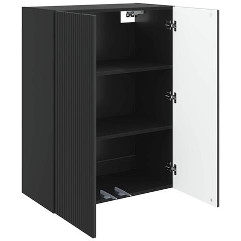 Mobiletto a muro Nero 66 x 34,5 x 90 cm Legno ingegnerizzato - Foto 2