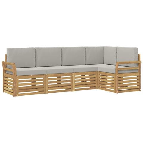 Set di divani da esterno 5 pcs Bianco e Grigio Chiaro - Foto 1