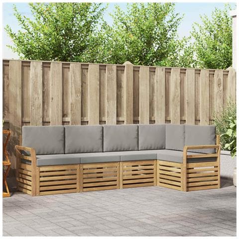 Set di divani da esterno 5 pcs Bianco e Grigio Chiaro - Foto 2