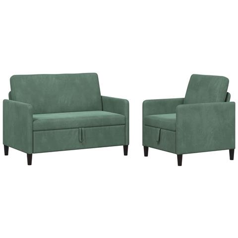 Set di Divani con Storage 2 pz Verde Mare Poliestere - Foto 1