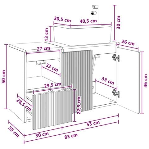 Set di mobili per il bagno 2 pz Nero Legno ingegnerizzato - Foto 2