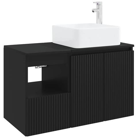 Set di mobili per il bagno 2 pz Nero Legno ingegnerizzato - Foto 1