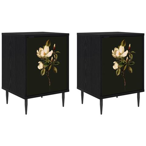 Armadio da Notte BREMEN 2 pz Rovere Nero 36 x 33 x 51 cm - Foto 1