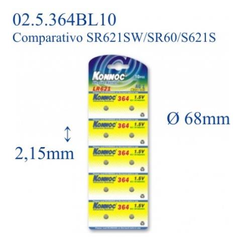 IBT-KLR60 - Batterie a bottone Alcalina LR60 LR621 364 AG1 (set 10 pz)  - Foto 2