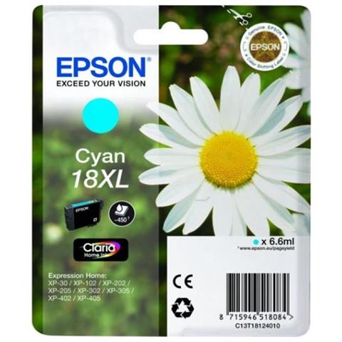 Cartuccia Originale Epson T1812 Xl Ciano Per Epson Xp30 Xp102 Xp202 Xp205 Xp302 Xp305 Xp402 C13t18124012 18xl - Foto 1