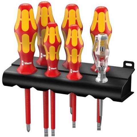 160 i / 7 Rack Assortimento di giraviti Kraftform Plus serie 100 + cercafase + rack, 7 pezzi - Foto 1