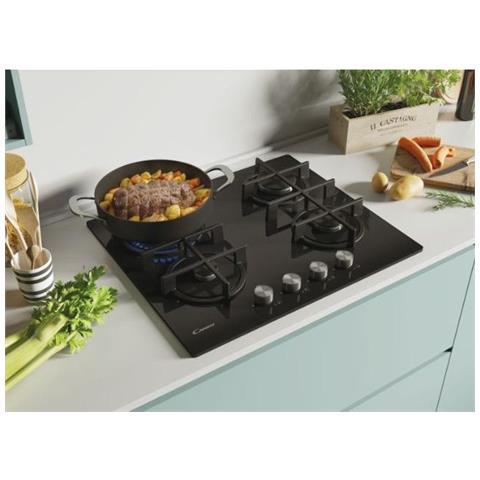 Piano Cottura CVG6BR4WPB a Gas 4 Fuochi Gas Colore Nero - Foto 5