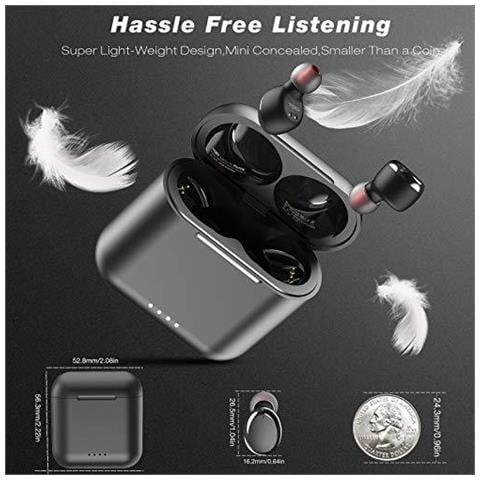 T6 Vero Wireless Auricolari Delle Cuffie Bluetooth Touch Control Con Wireless Charging Caso Ipx8 Auricolari Impermeabili Tws Stereo In Ear Costruito Nel Microfono Auricolare Di Qualit Bassi Profondi Per Lo Sport Nero - Foto 1