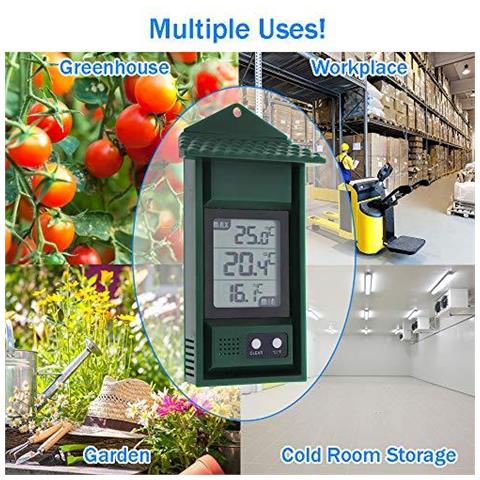 Digital Max Min Termometro - Monitor Max E Min Temperature Con Questo Pratico Serra Termometro Dellinterno Ed Esterno Facilmente Con Montaggio A Parete Massima Termometro Minimo - Foto 4