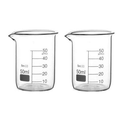 50ml Boro 3.3 Vetro Laureato Becher Per Lab O Cucina 2 In Una Confezione - Foto 1