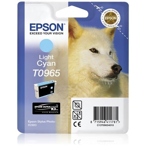 T0965 Husky Cartuccia Ink Originale Ciano Chiaro per Stylus Photo R2880 11,4 ml - Foto 1