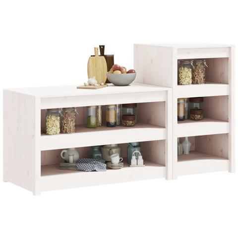 Mobili Da Cucina Da Esterno 2 Pz Bianchi Legno Massello Di Pino - Foto 3