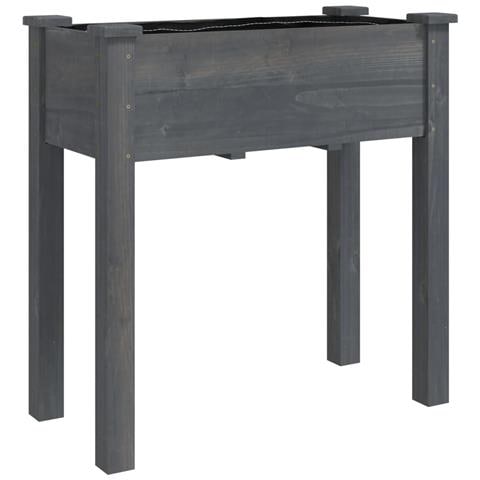 Fioriera Con Fodera Grigia 71x37x76 Cm Legno Massello Di Abete - Foto 1