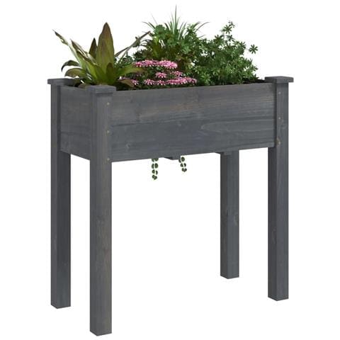 Fioriera Con Fodera Grigia 71x37x76 Cm Legno Massello Di Abete - Foto 2