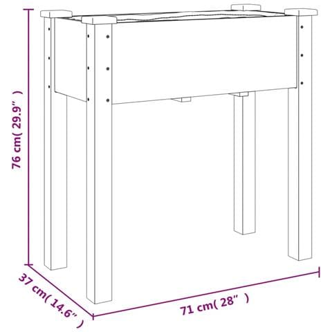Fioriera Con Fodera Grigia 71x37x76 Cm Legno Massello Di Abete - Foto 7