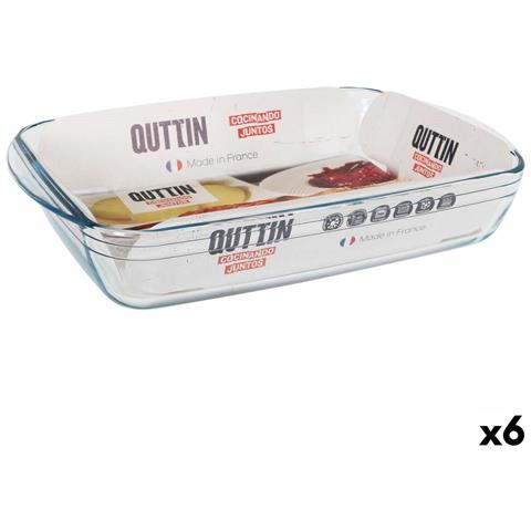 Pirofila Da Forno Quttin Trasparente Vetro Rettangolare 5 L 40,2 X 26,4 X 7 Cm (6 Unità) - Foto 1