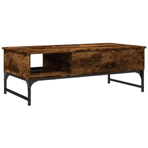 Tavolino Salotto Rovere Fumo 100x50x35 Cm Multistrato E Metallo - Foto 2